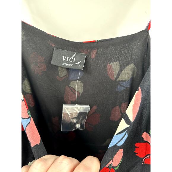 VICI Black Floral Women's Sleeveless Jumpsuit Size Medium NWOT - Picture 4 of 6